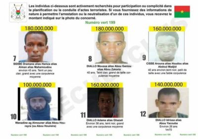 Le Burkina offre entre 100 et 180 millions par tête pour 20 terroristes recherchés
